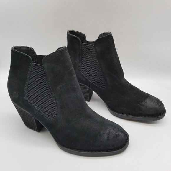 Born Women Black Suede Elaine Heel Ankle Booties 10 - Picture 4 of 8